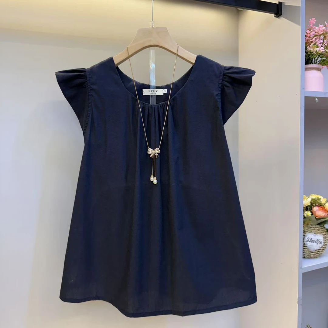 欧货2025新款大码女装时尚设计感小飞袖减龄显瘦上衣