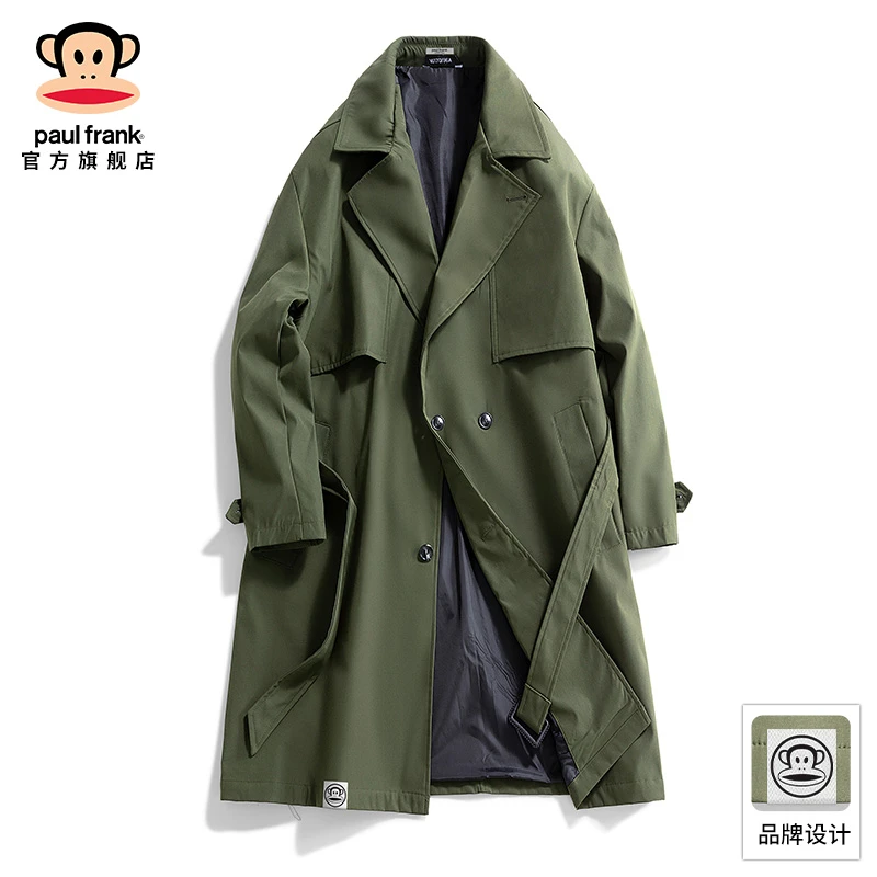 paul frank/大嘴猴长款英伦风外套男秋冬新款高级感休闲百搭夹克