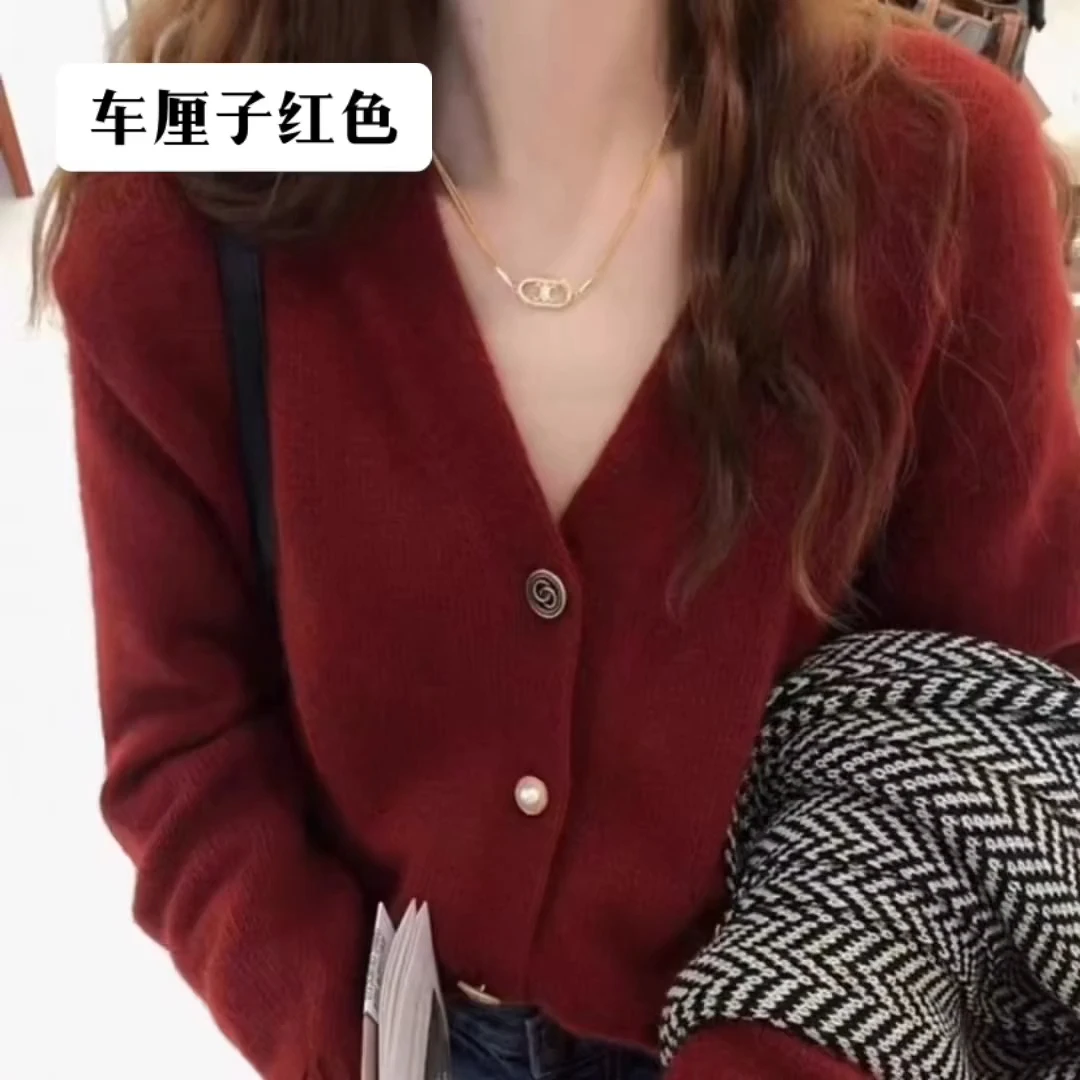 2025新款韩系小众温柔软糯毛衣慵懒风纯色高级感超好看针织开衫潮