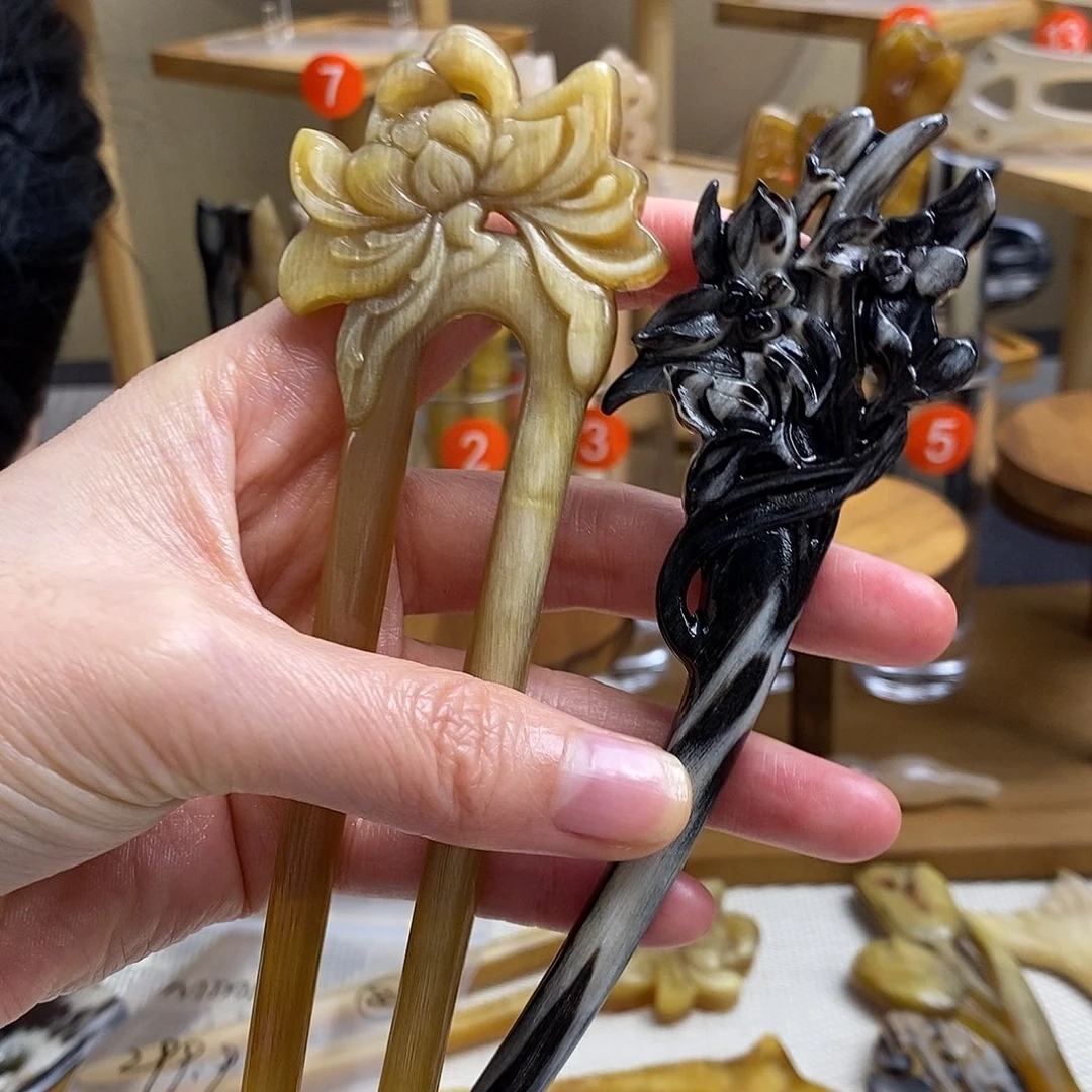 醋酸铁合金高贵羊发簪发饰全新