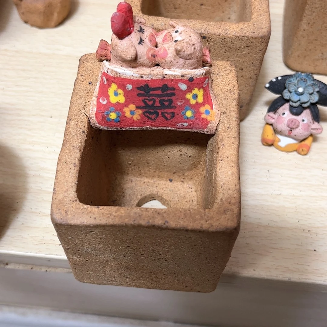 泥塑古镇炻陶花盆