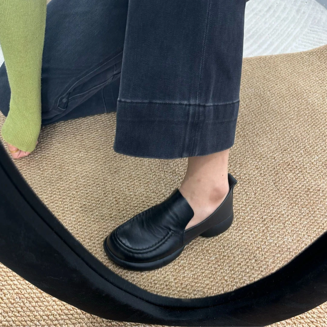 【牛皮版乐福鞋】时尚百搭软底软面复古厚底豆豆鞋工作鞋女