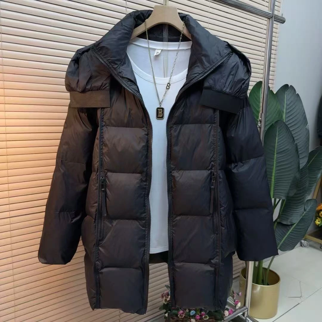 胖mm欧货时尚气质显瘦冬季保暖中长款816连帽轻奢法式棉服外套