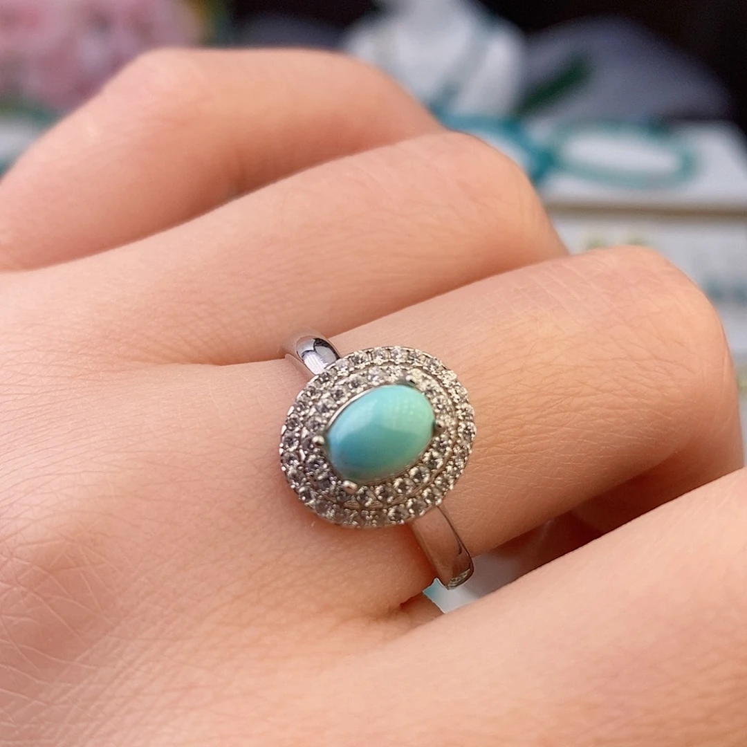 绿松石银S925镶嵌戒指