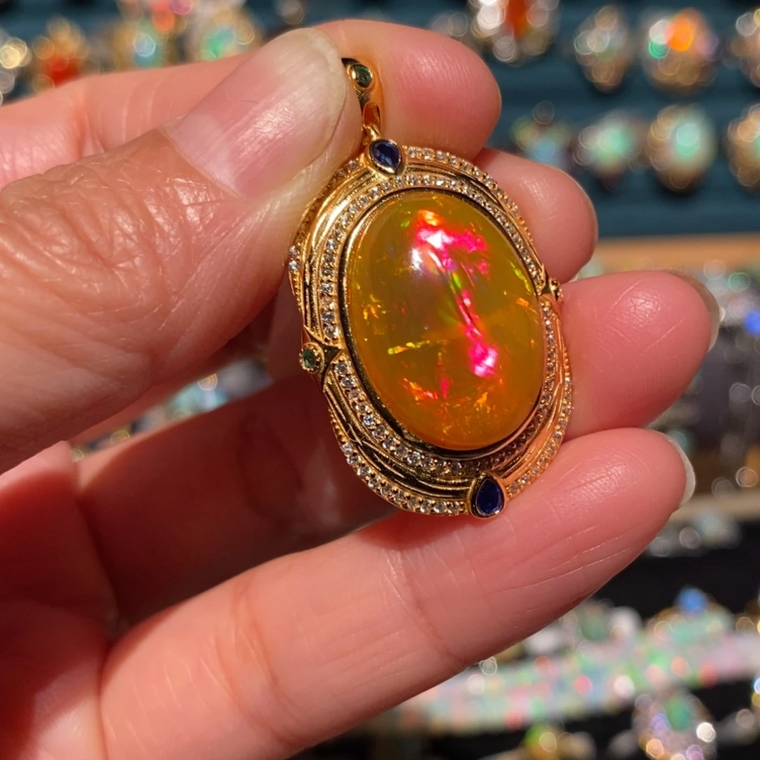 欧泊银S925镶嵌吊坠