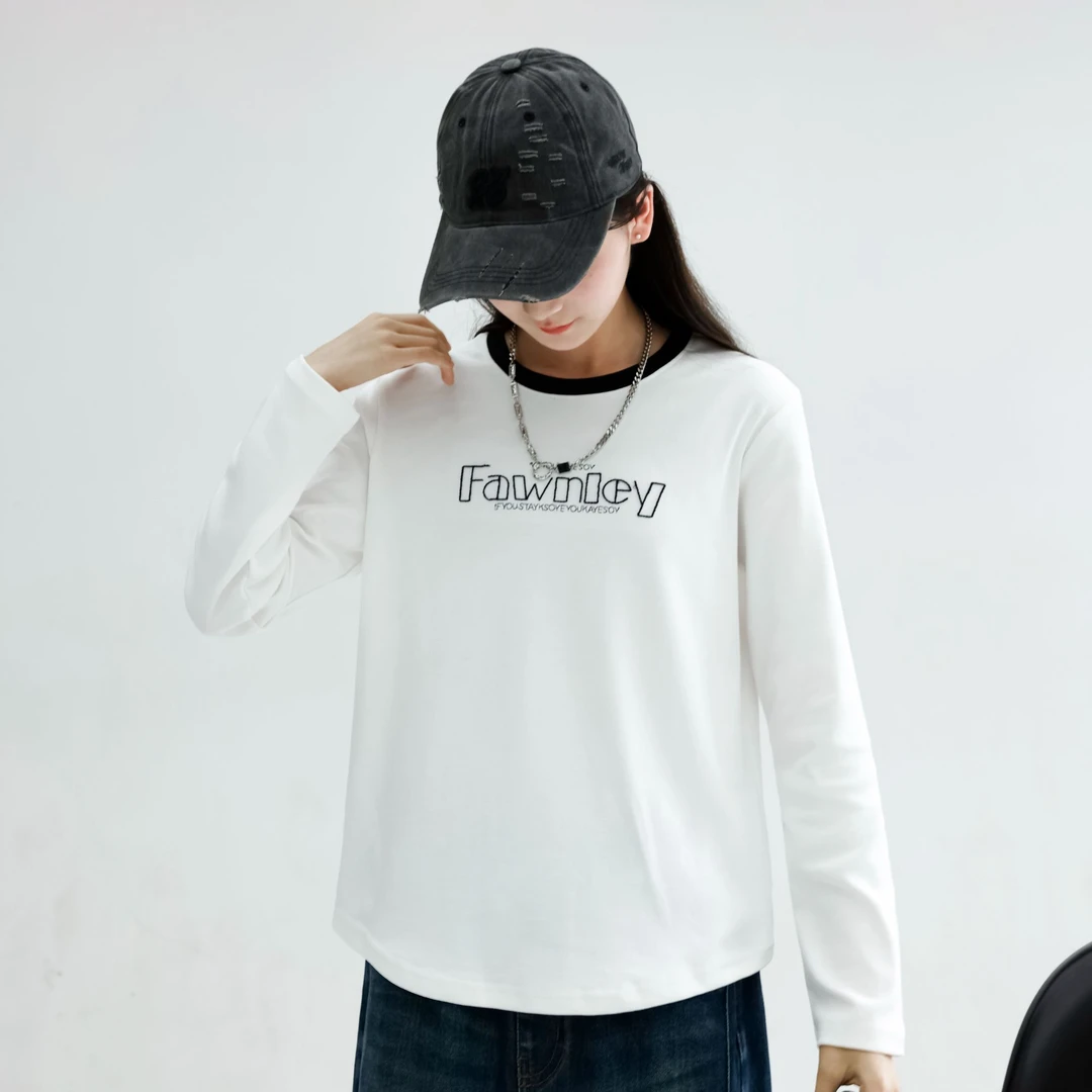 女大童圆领长袖休闲上衣韩版印花宽松可内搭可单穿洋气学生穿搭