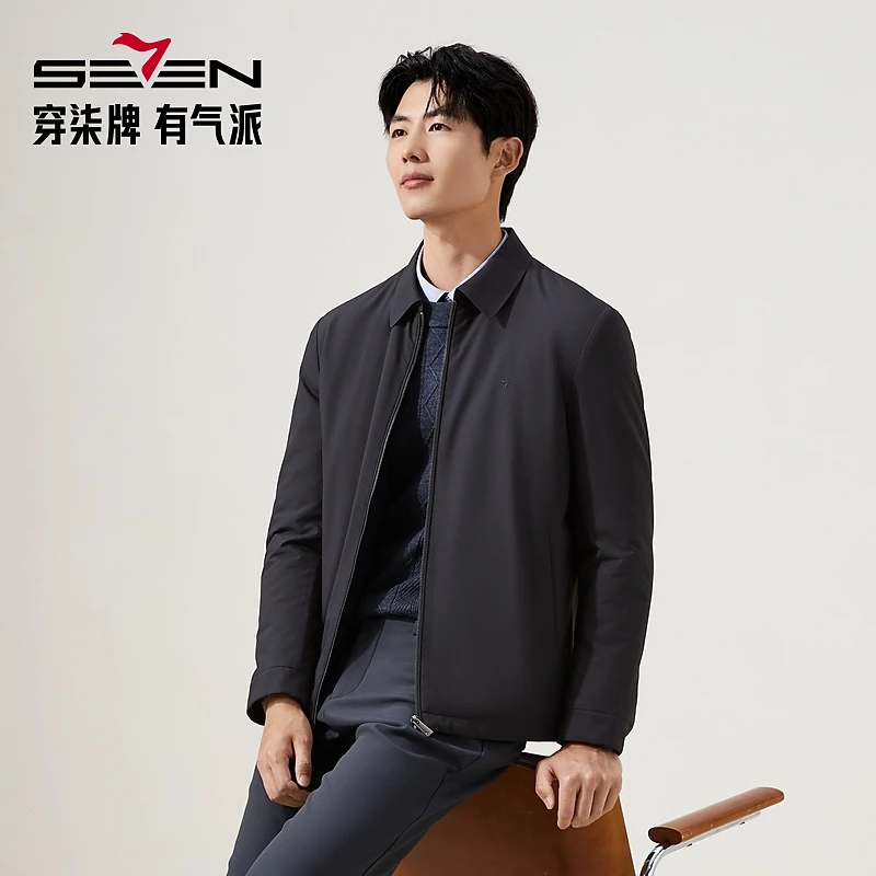 【无缝工艺】柒牌男装2025冬季新款男士棉服保暖休闲防风翻领外套