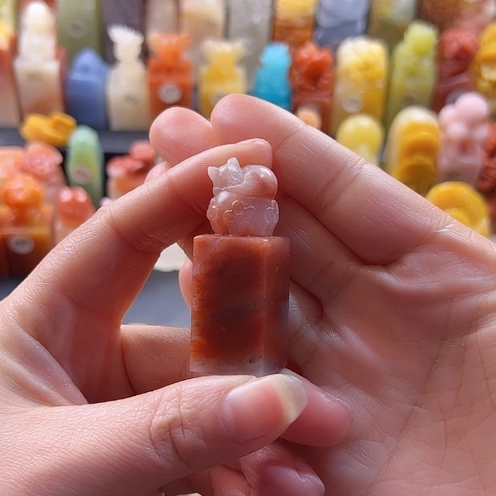 老挝石印石手工定制1.8厘米，猫咪，包刻字