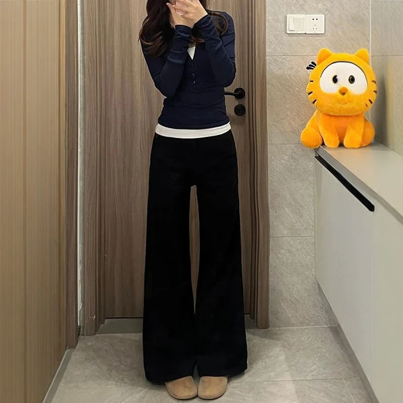 不贴腿微喇牛仔裤女春秋喇叭裤高腰显瘦拖地裤垂感阔腿裤加长裤子