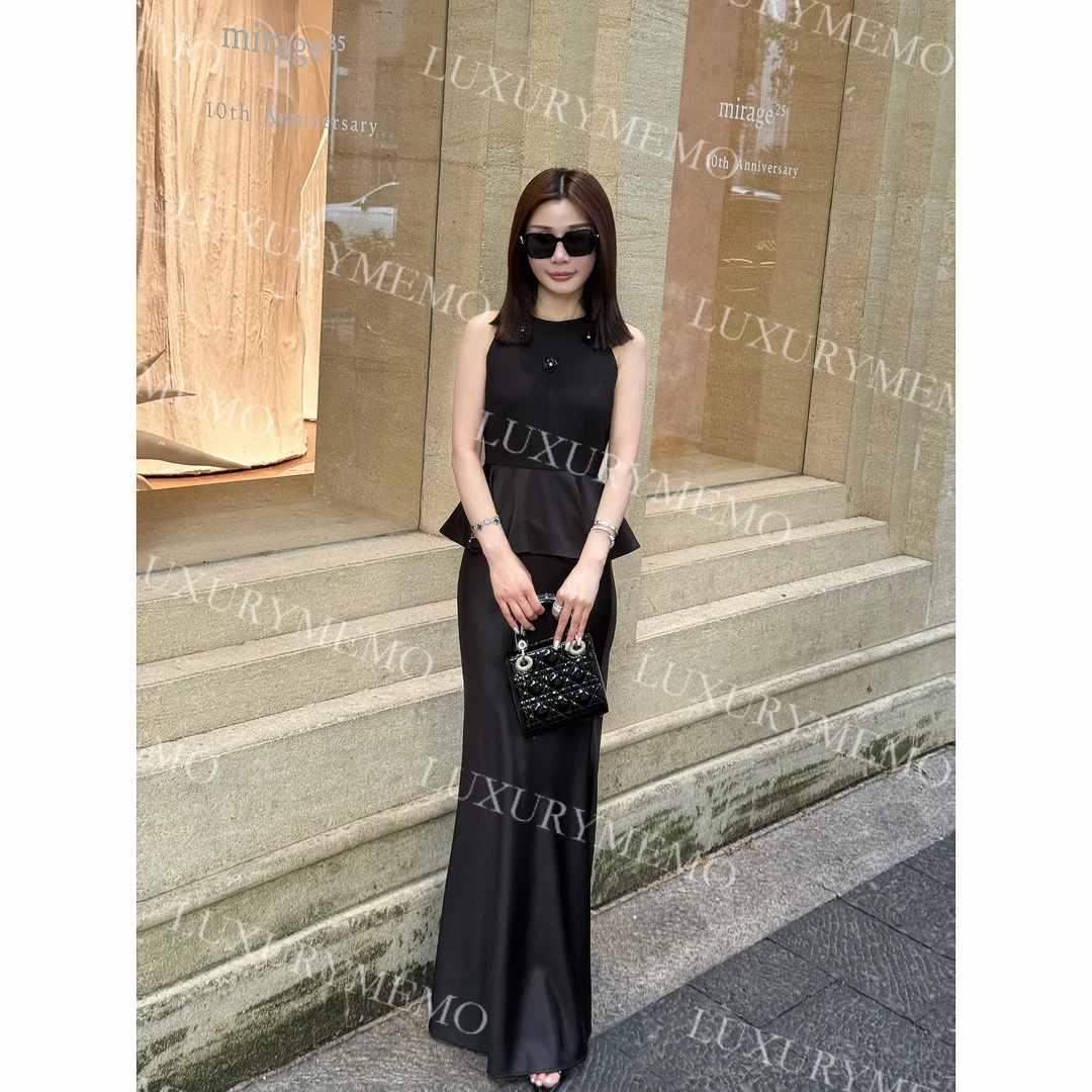 LUXURYMEMO【刘熊熊】时尚百搭黑色无袖马甲