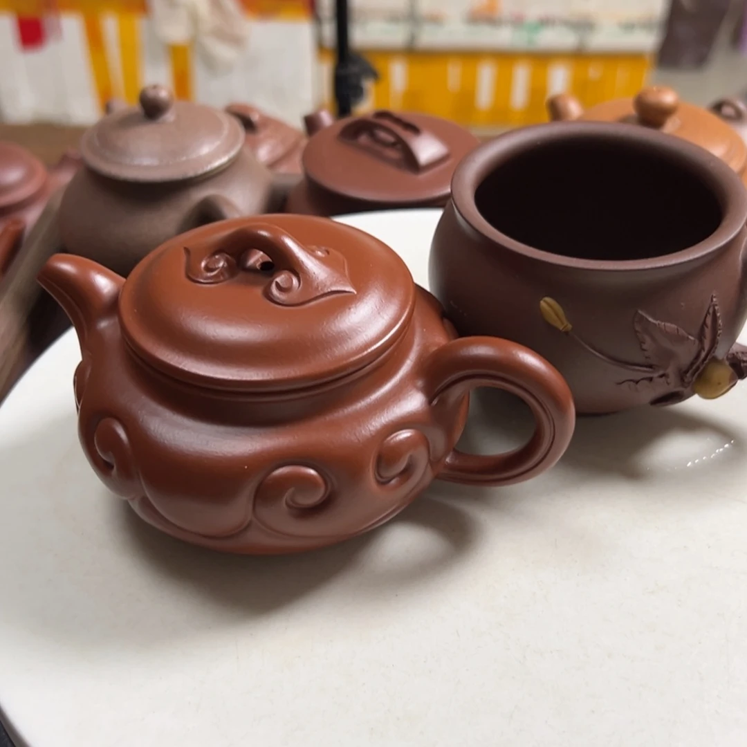 小***孩茶壶紫砂朱泥如意仿古170