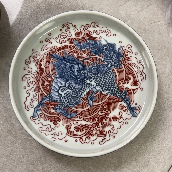 瓷摆件麒麟踏浪大壶尘
