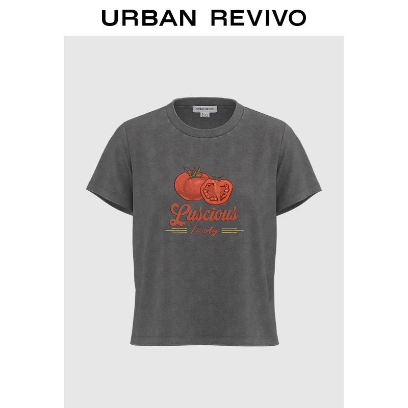 UR2025夏季新款女装时尚休闲番茄印花圆领短袖T恤UYL450154