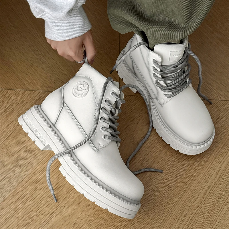 隐形7CM增高情侣马丁靴秋冬擦色男靴子机车时尚百搭工装靴子男潮