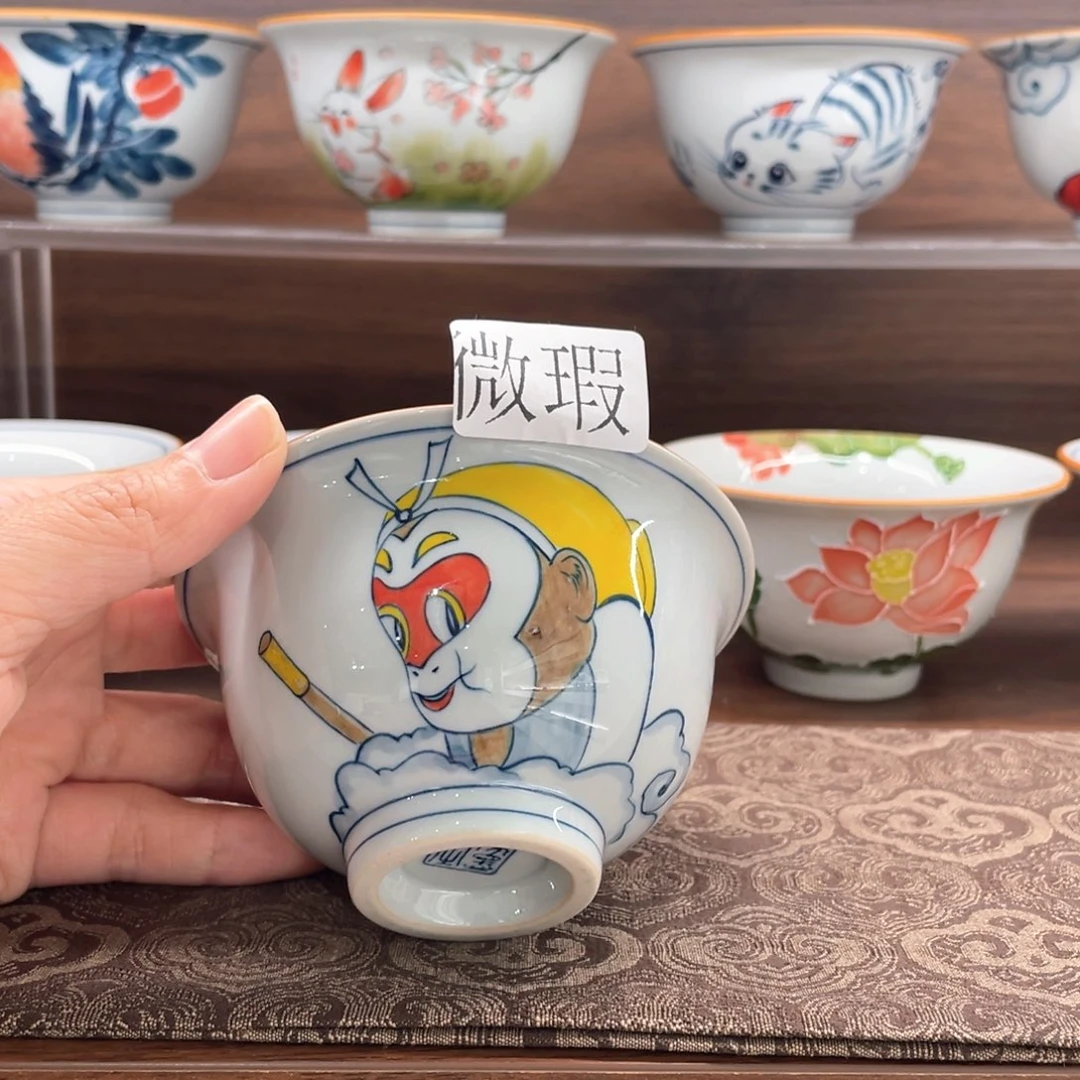 釉下手绘茶具微瑕