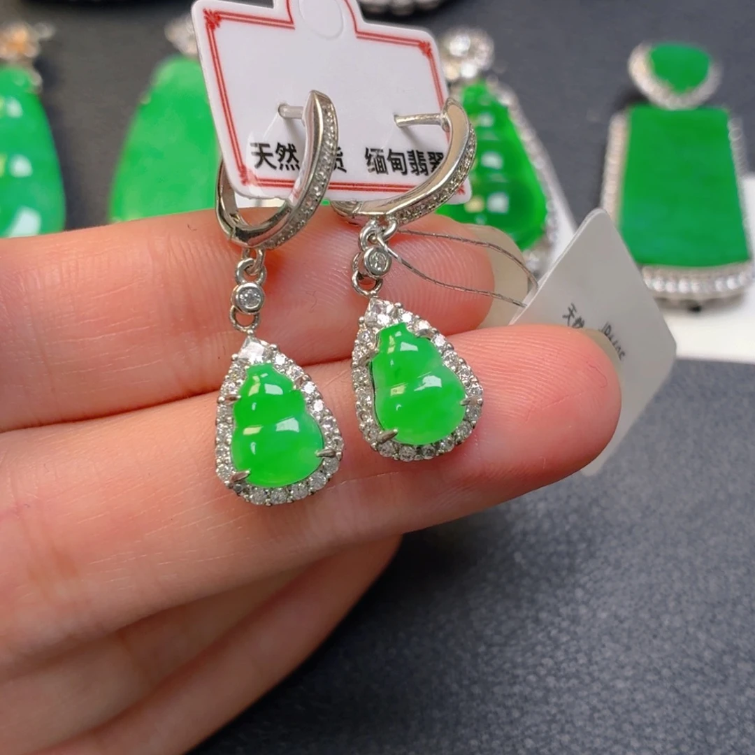翡翠银S925镶嵌吊坠(不含链)耳坠