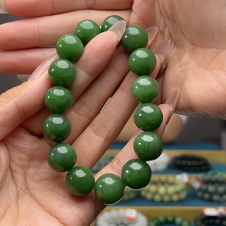 手链未镶嵌和田玉纯天然俄碧正阳绿卡14
