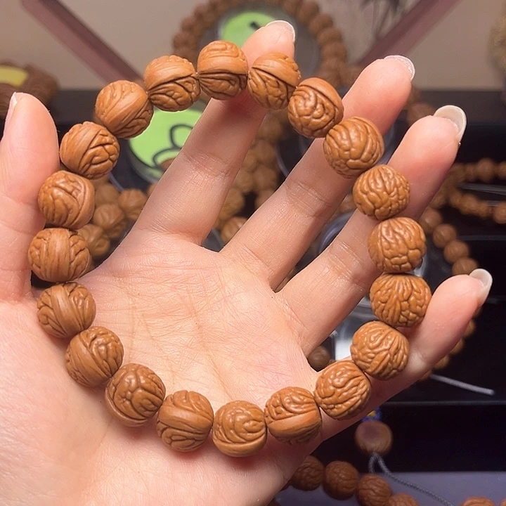 桃核把件二***三秦岭龙纹野生荔枝纹1.3