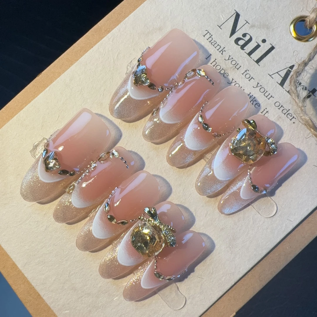 【一鹿家】浪漫满屋手工穿戴甲爆闪猫眼气质轻奢大气百搭纸醉金迷