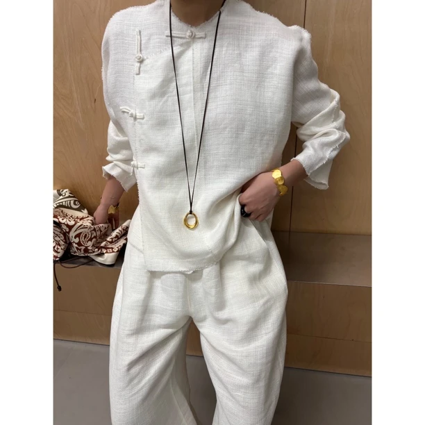 MS MIN设计师品牌25春夏新品编织亚麻中式盘扣小衫SOLSOL买手店