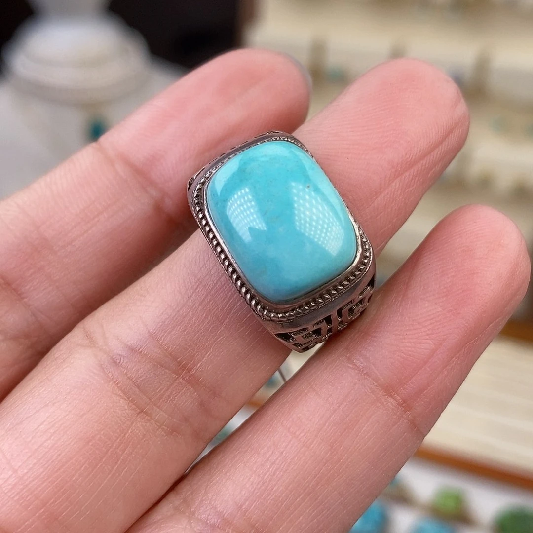 绿松石戒指银S925镶嵌