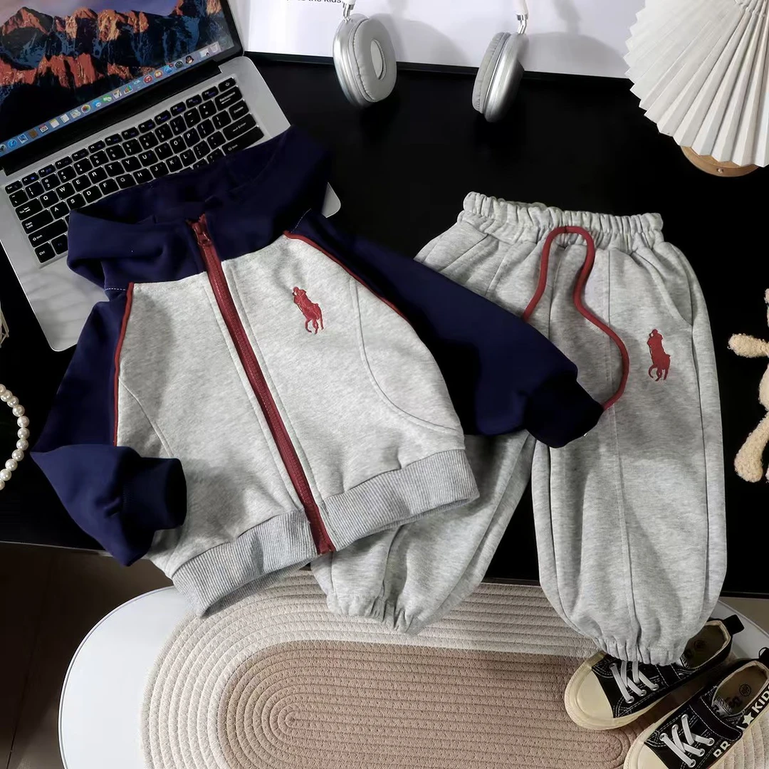 高品质童装儿童春装套装2025新款男女童春秋款连帽卫衣休闲两件套