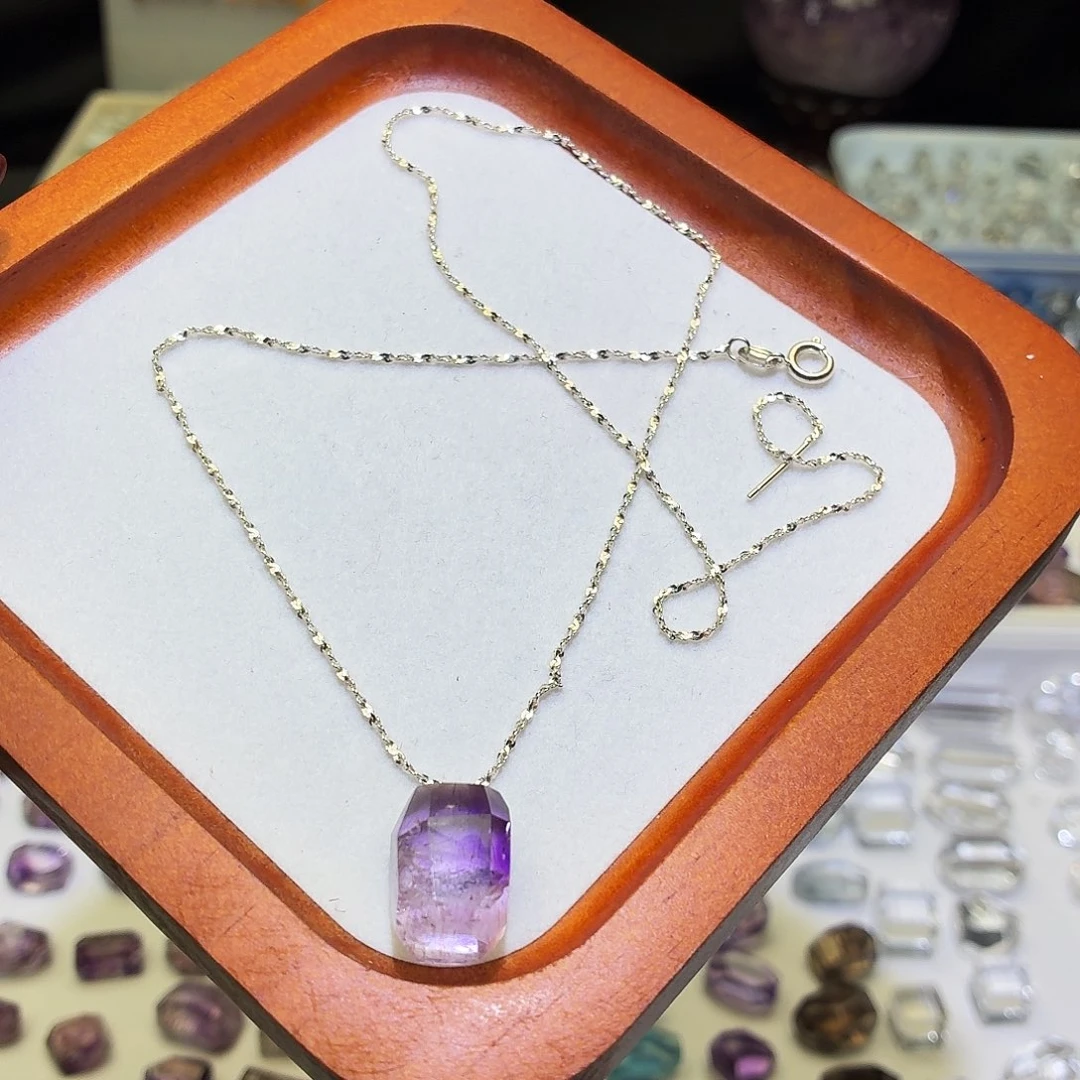 水晶吊坠(不含链)未镶嵌紫超七 随形 打孔定制不退换