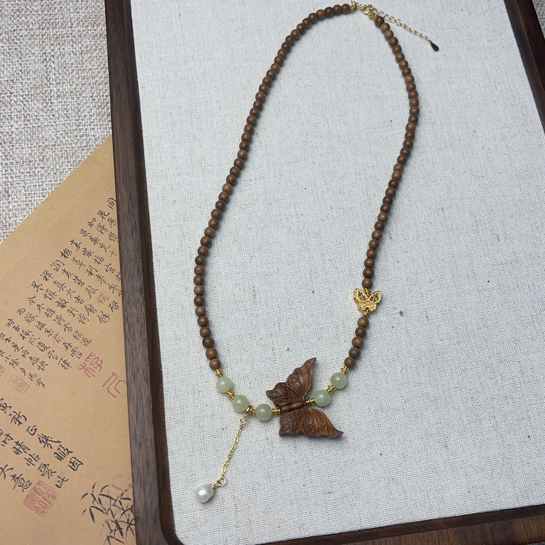 【珊木居】TX001 庄周梦蝶 老山檀香木雕蝴蝶工艺品