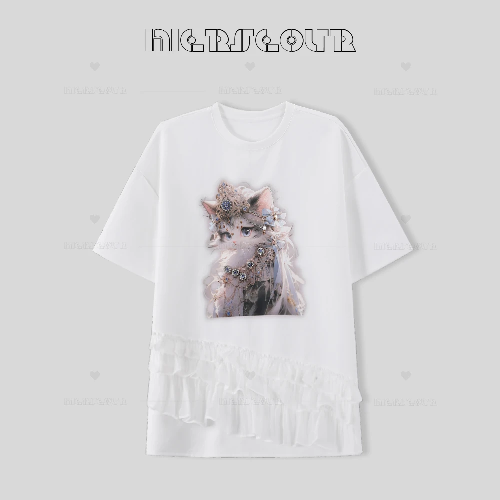 【猫咪少女】蕾丝花边重工钉珠T恤短袖53839125