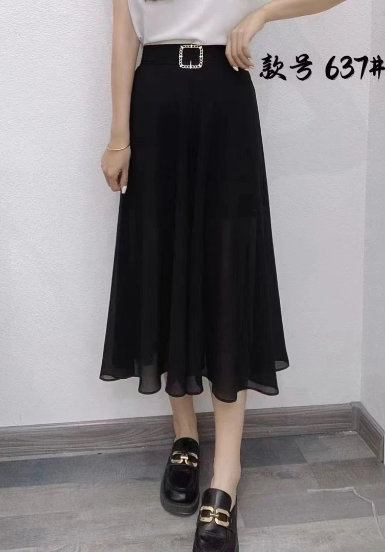 637-裤裙-is夏季雪纺高腰时尚百搭显瘦气质洋气裤裙