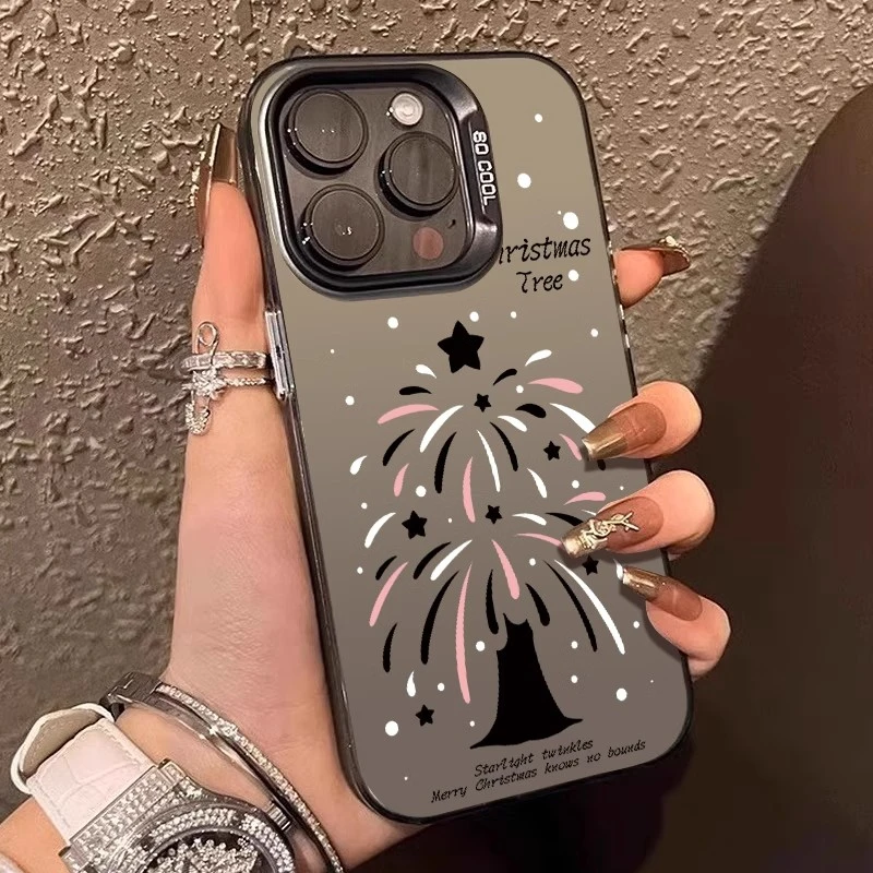 适用苹果17/华为pura70/小米/oppo/vivo创意圣诞树高级彩银手机壳