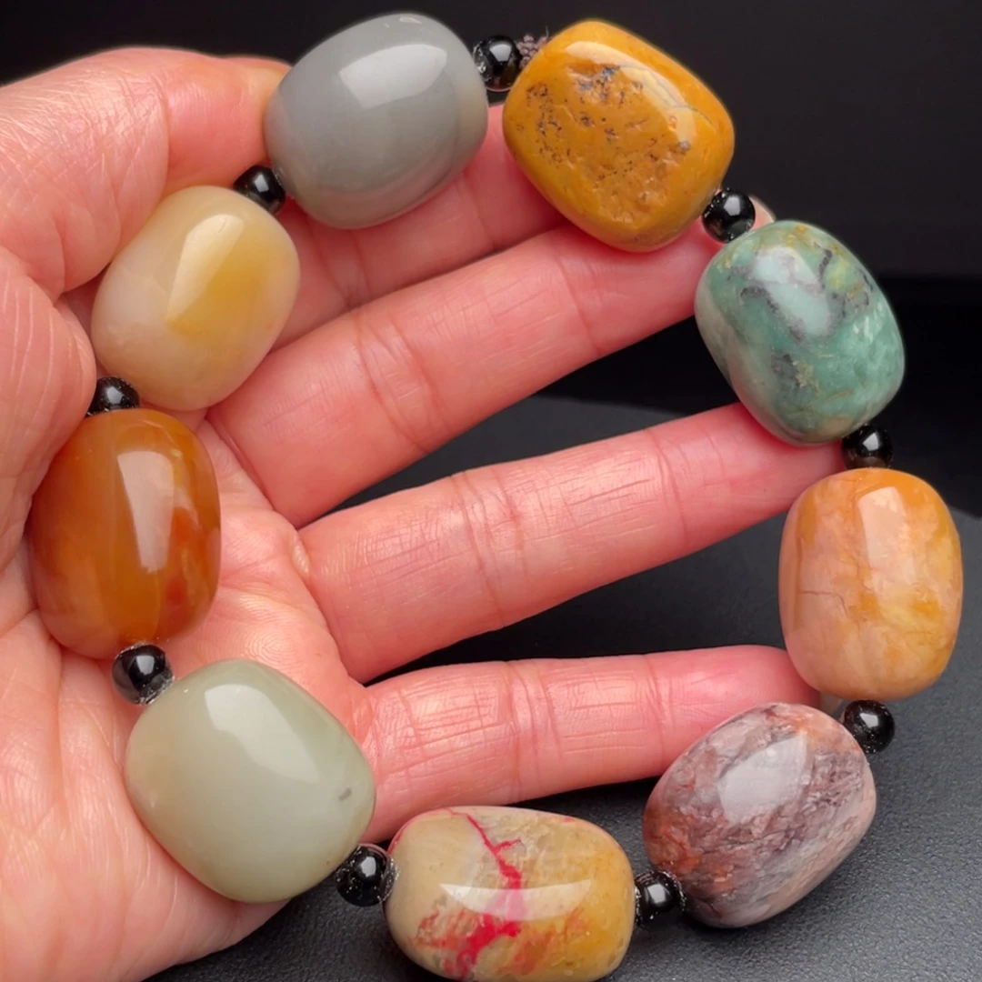 竟****田黄石昌化石手把件摆手串