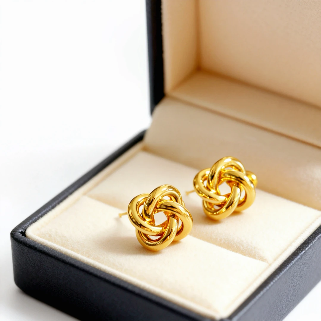 铜合金耳饰 设计款高颜值扭结编织精致耳钉优雅大气耳钉