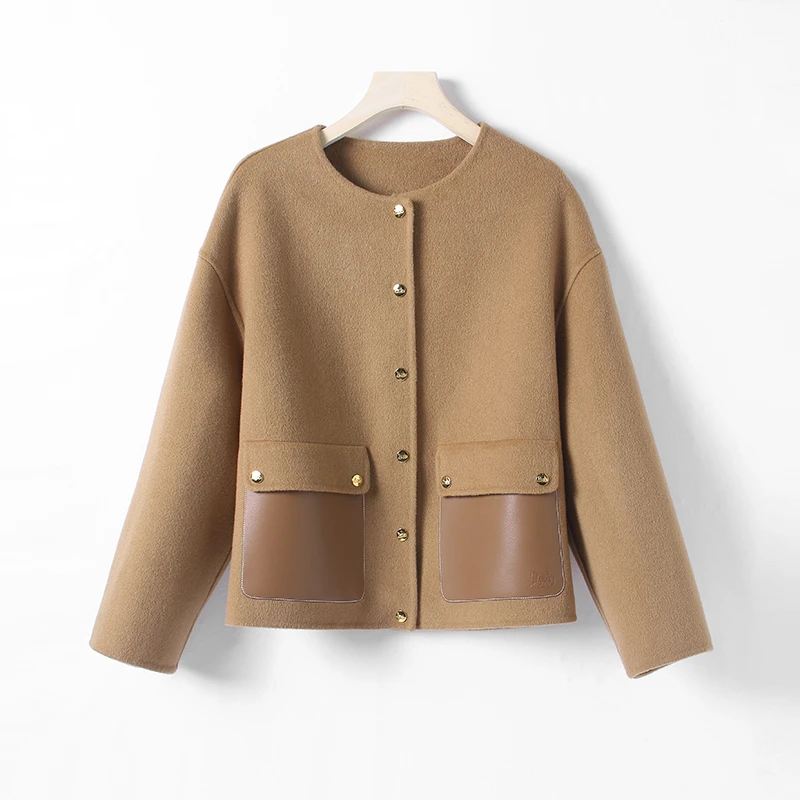 【100%澳毛】小香风短款秋冬小个子设计感气质羊毛外套23625