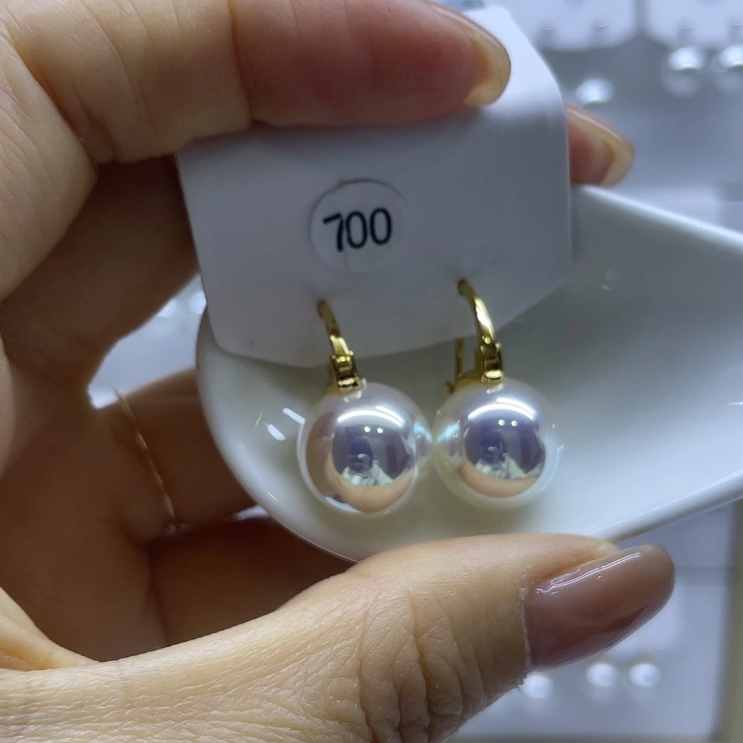 淡水珍珠银S925镶嵌耳饰