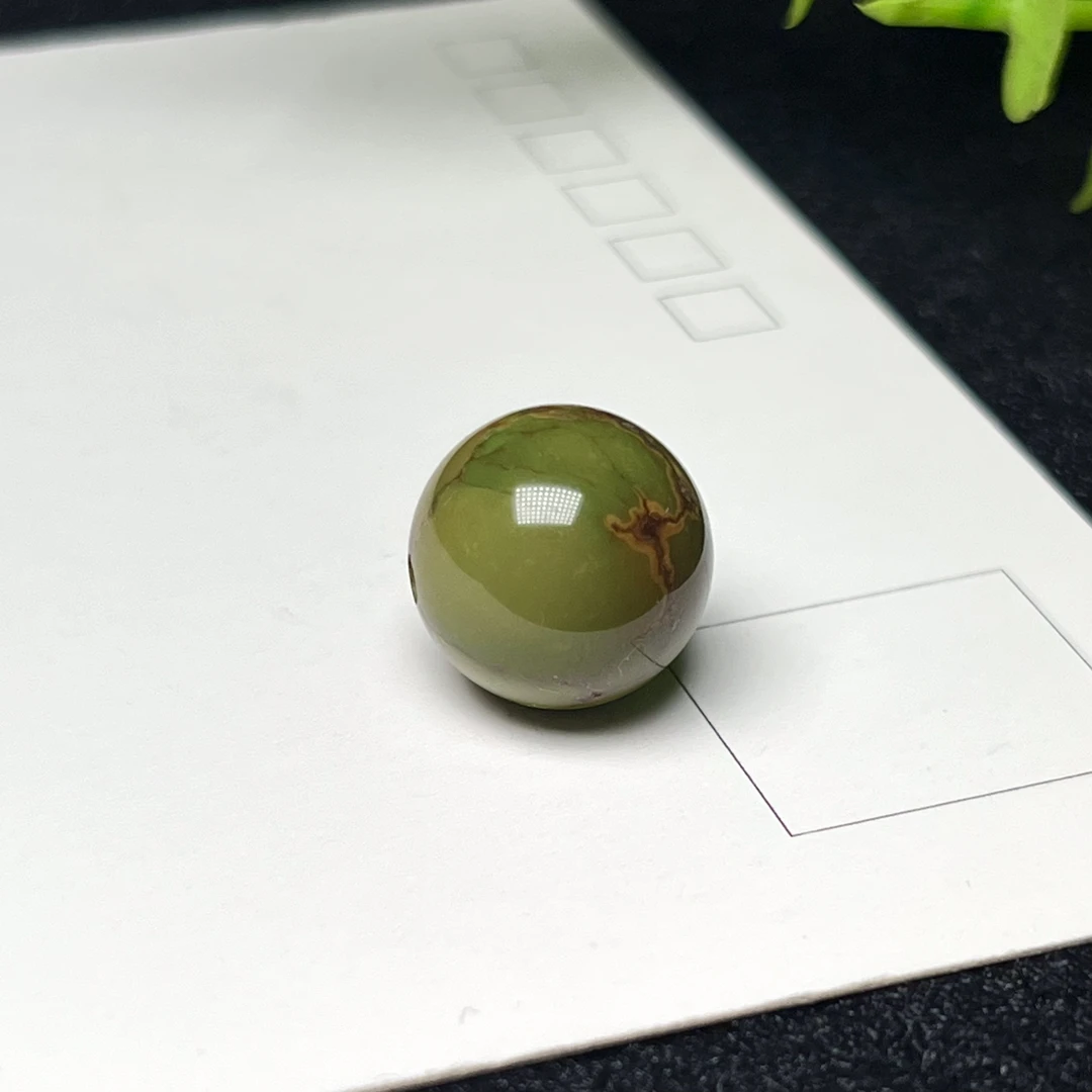 原矿高瓷无优化绿松石圆珠 直径12.7mm重3克老油绿多宝配珠手串