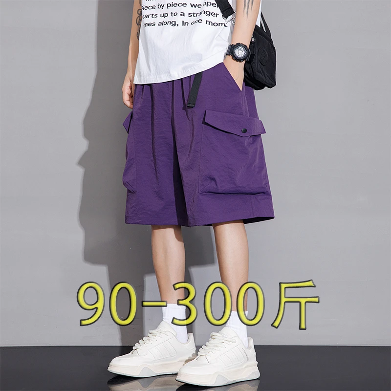 300斤百搭夏季薄款裤子速干短裤沙滩运动港风休闲五分裤潮流直筒