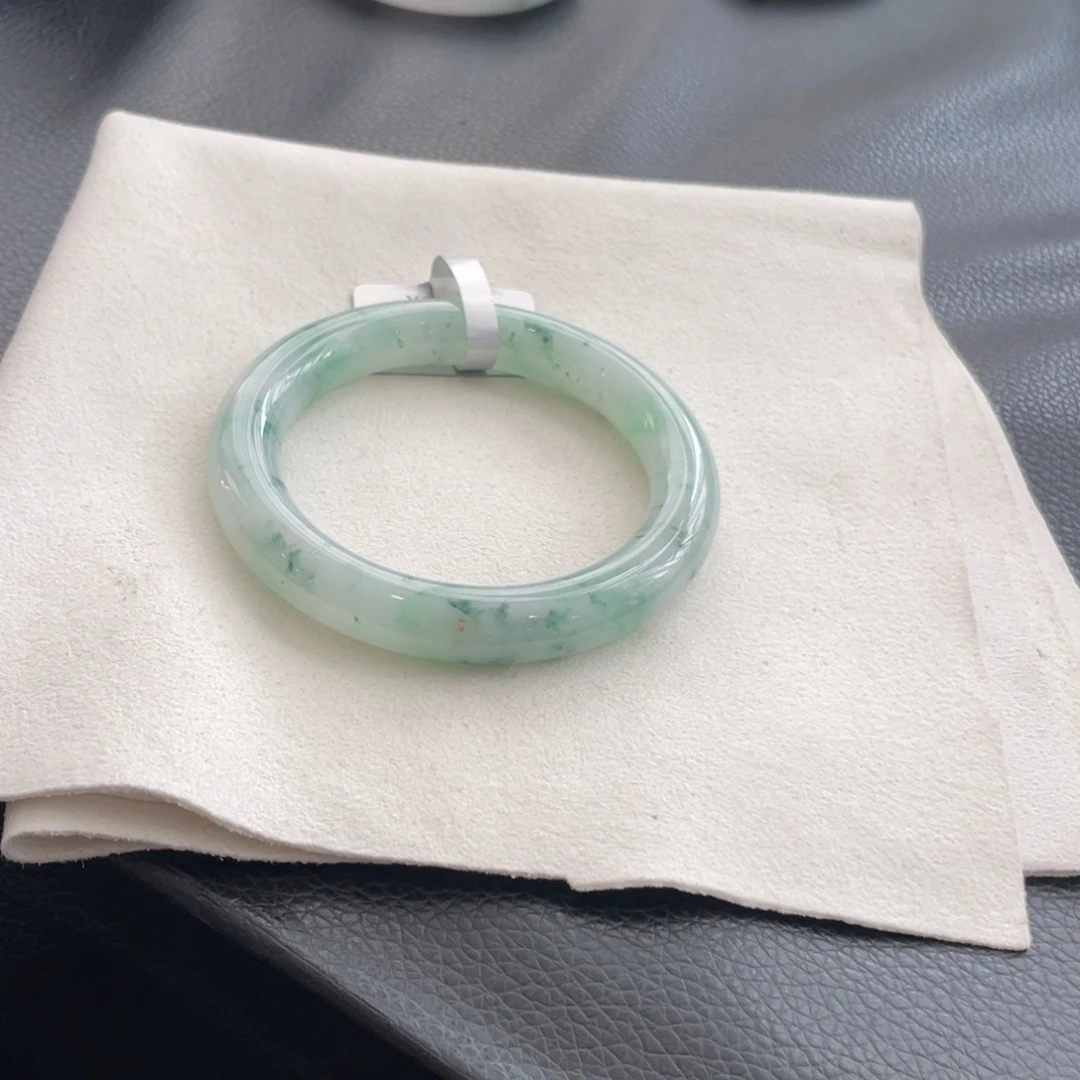 翡翠未镶嵌手镯沙眼53.5圆条