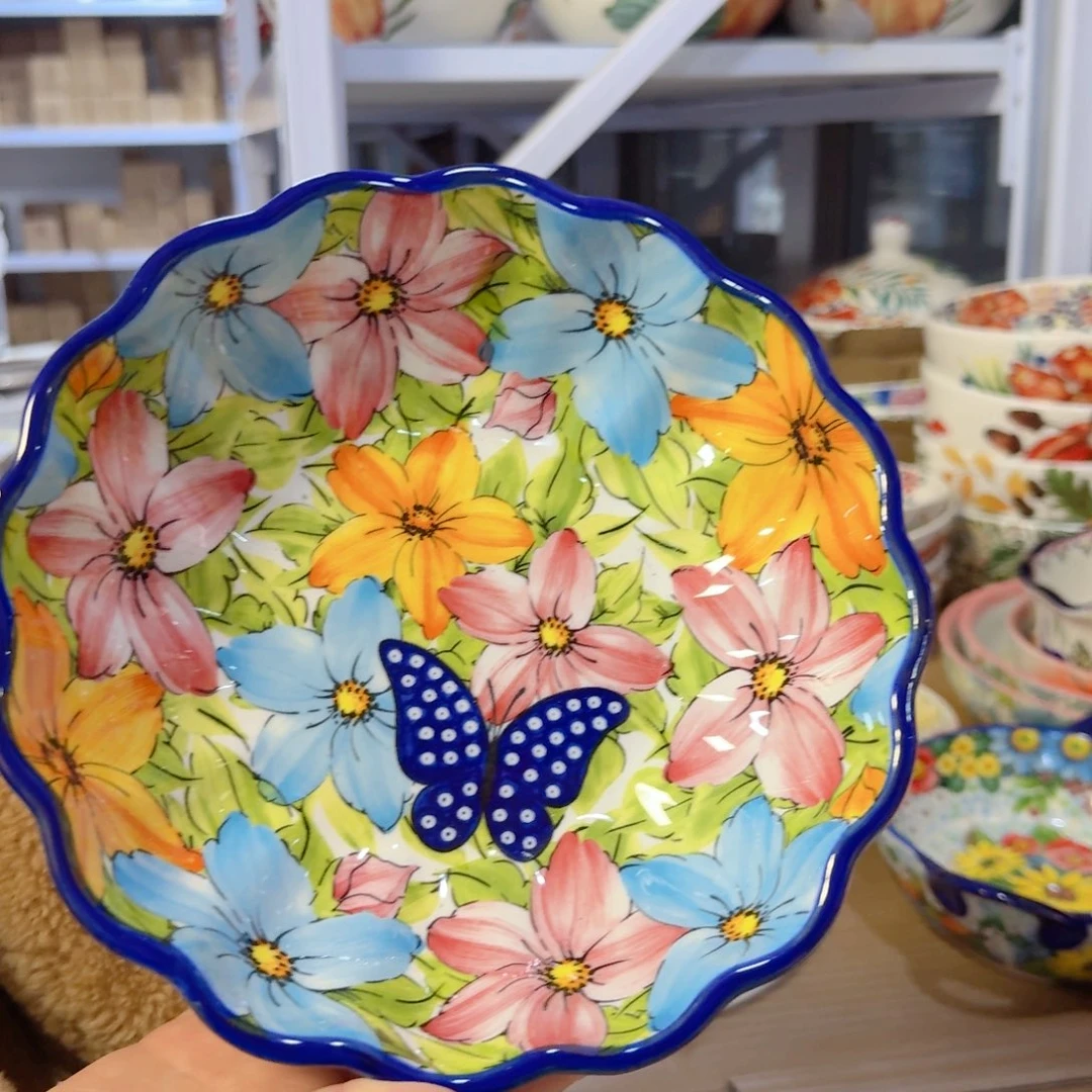 瓷8英寸蝴蝶深盘一只