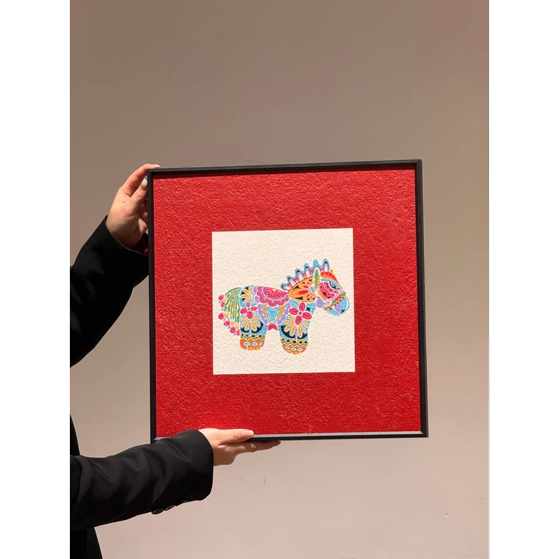 ANNAHOUSE复古风马图案装饰画客厅卧室挂画艺术摆件家居装饰ZSH