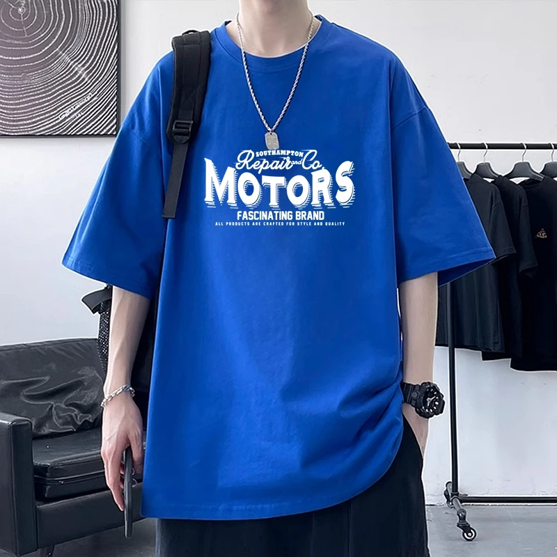 青少年纯棉短袖t恤男孩半袖夏季初高中学生宽松百搭帅气夏装潮牌