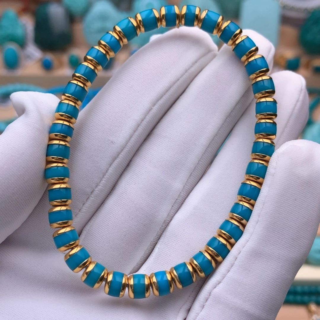 绿松石18K金镶嵌珠宝奇石