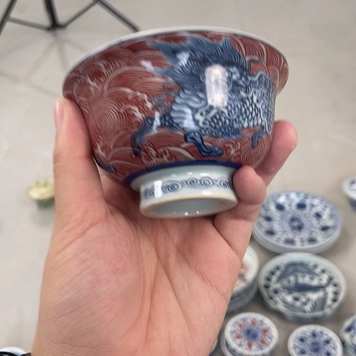 瓷片景德镇麒麟踏浪主人杯