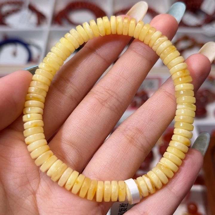 蜜蜡未镶嵌手链精工直切药片7mm