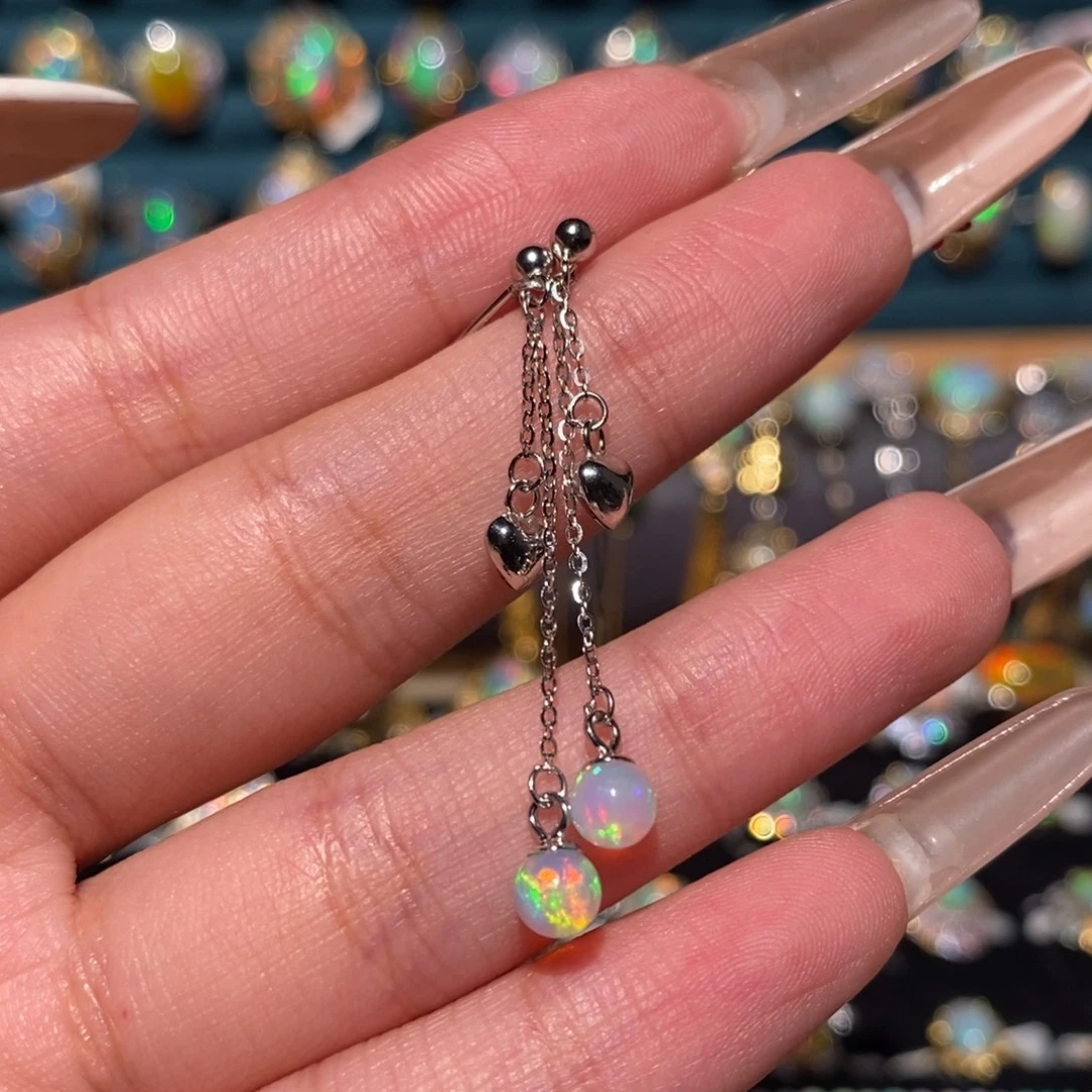 欧泊银S925镶嵌耳饰