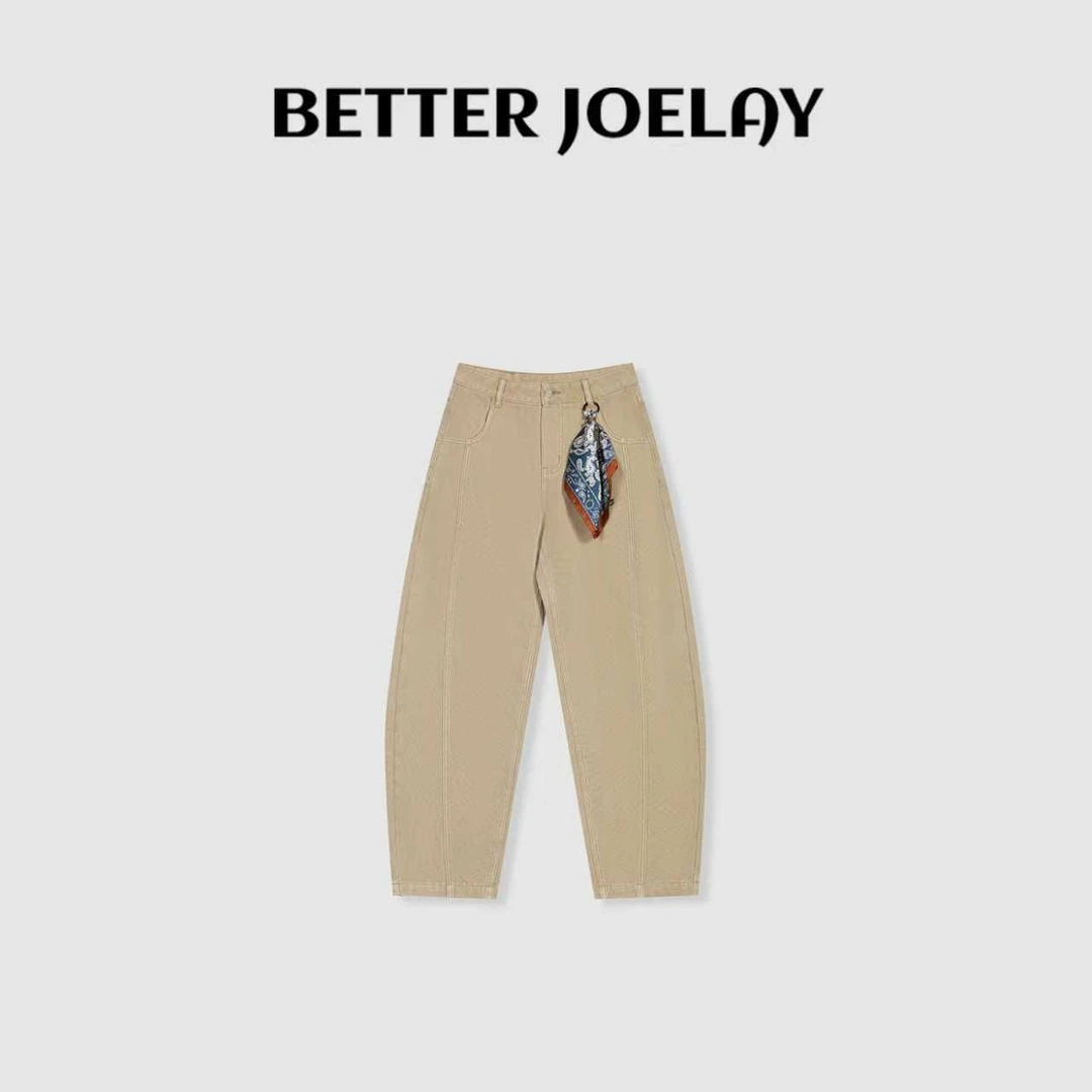 BETTER JOELAY -【丝巾缀饰】全棉高级牛仔裤水洗时尚宽松JG9666