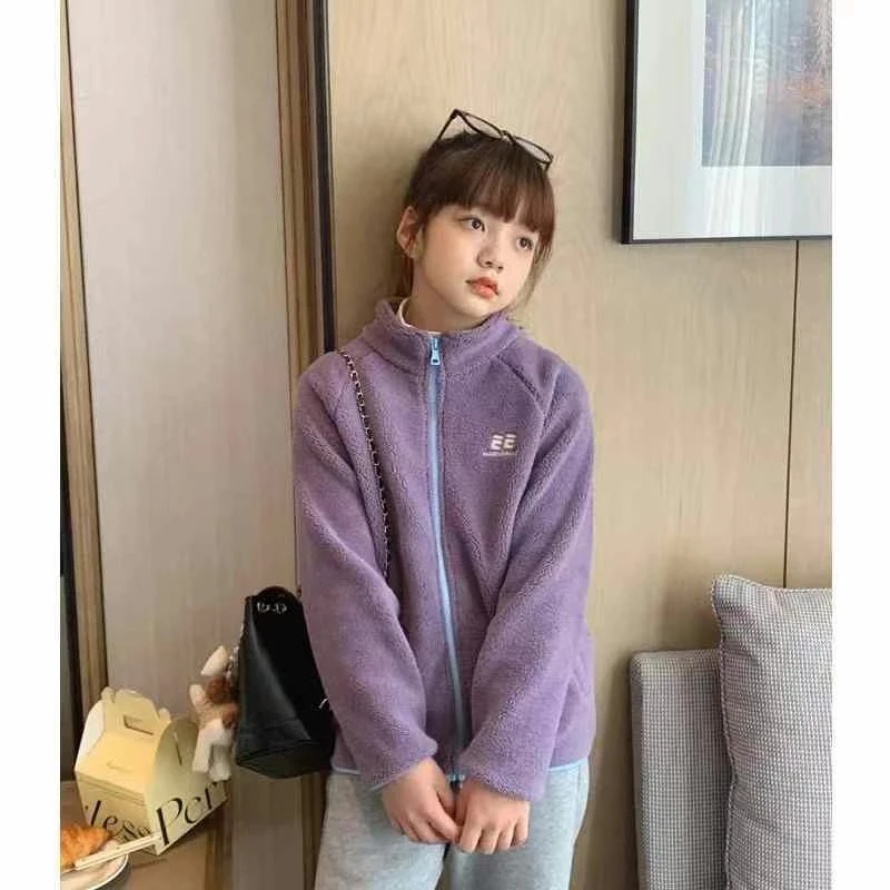 儿童男女童加绒立领外套3591冬装新款中大童保暖校服神器学生加厚