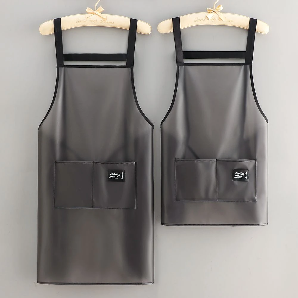 新款高档免洗TPU围裙家用厨房做饭防油围腰印字餐饮用工作服