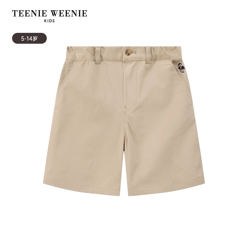 TeenieWeenieKids小熊童装学院风简约百搭直筒短裤T0TH255103H/TK