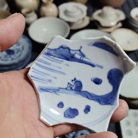 瓷片青花影青杯垫学习标本